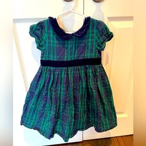Jojo Maman Bebe London green and navy tartan dress, 3-4T